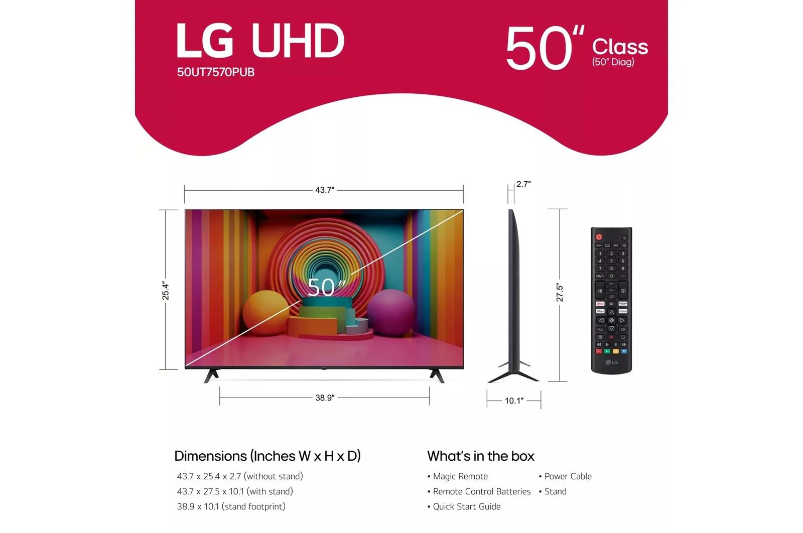 50UT7570PUB LG 50 Inch Class UHD Series 4K UHD TV with webOS 24 - Image 5