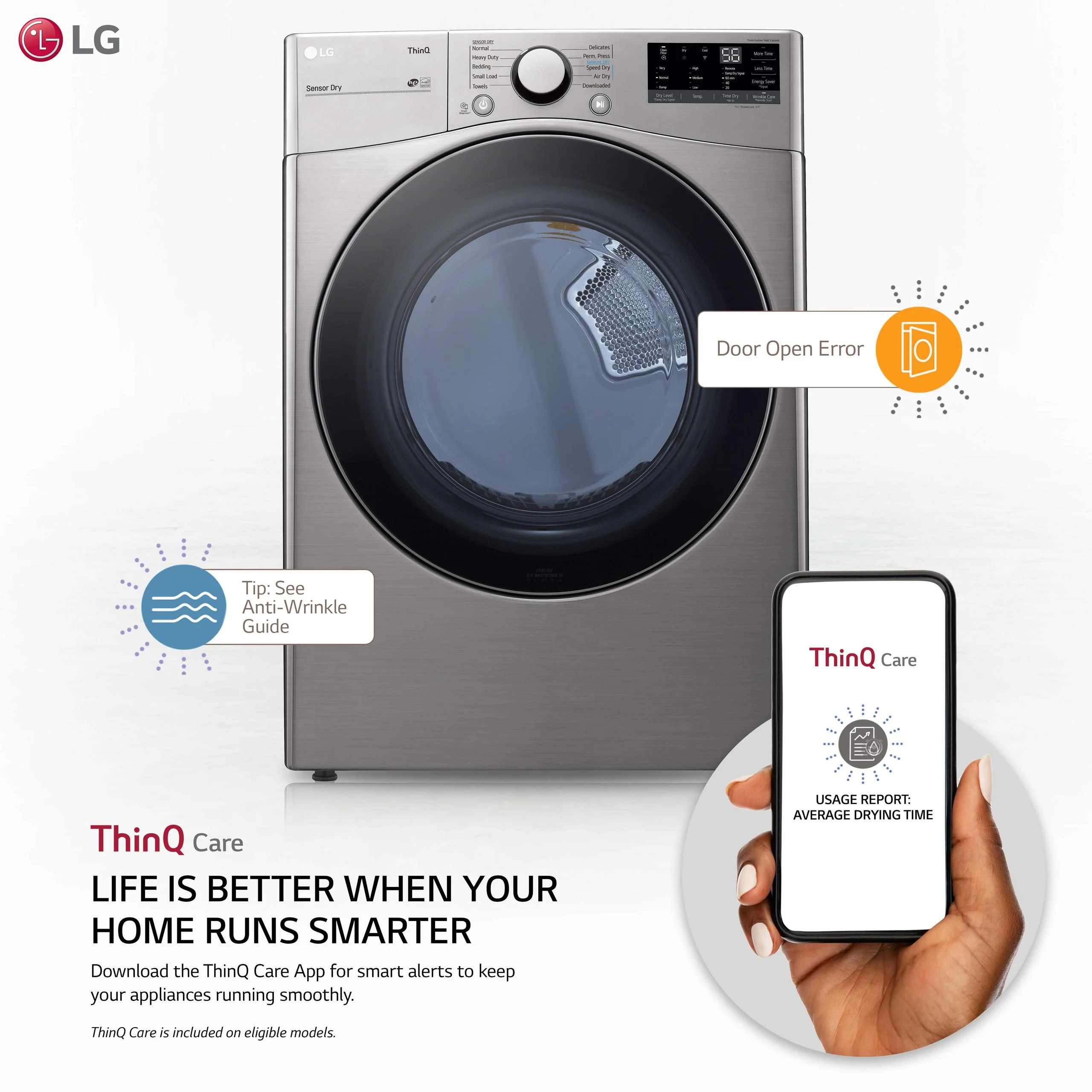 7.4 cu. ft. Ultra Large Capacity Smart wi-fi Enabled Front Load Electric Dryer with Built-In Intelligence - Image 2