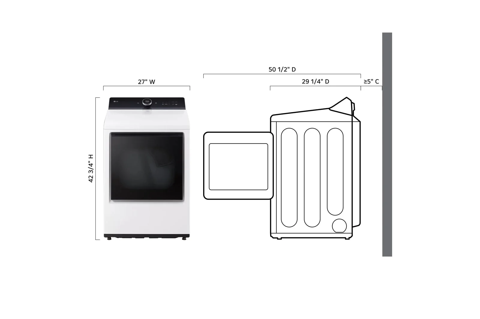 Lg DLGX8601WE 7.3 cu. ft. Ultra Large High Efficiency Gas TurboSteam™ LG EasyLoad™ Door, Wi-Fi Connectivity, White - Image 8