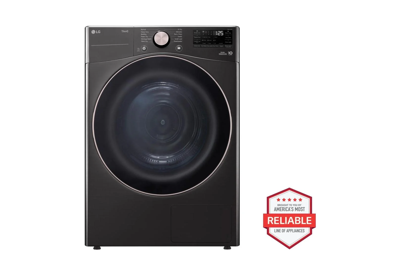 Lg DLHC4002B 7.8 cu. ft. Ultra Large Capacity Heat Pump Ventless Dryer, Wi-Fi Connectivity Black Steel