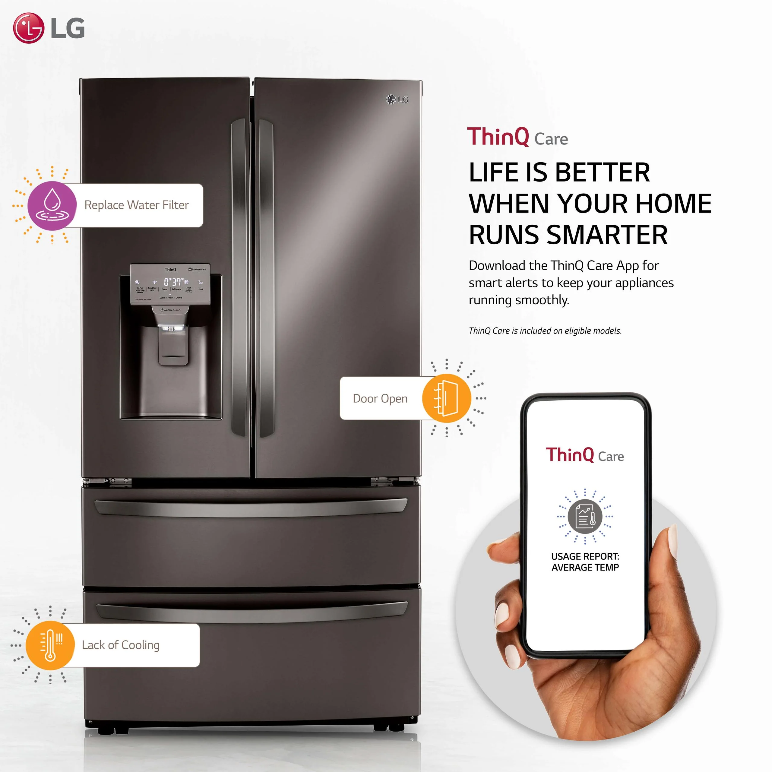 Lg LRMXC2206D 22 cu. ft. Smart Counter Depth Double Freezer Refrigerator with Craft Ice™ - Image 2