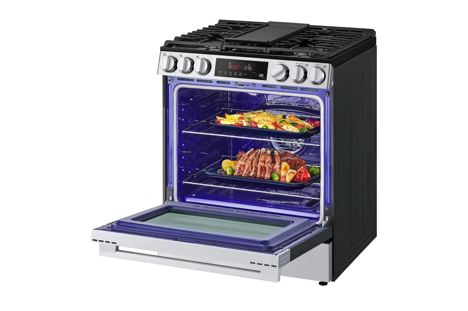 Lg LSGL5833X 5.8 cu.ft. Smart Gas Single Oven Slide-in Range, Air Fry, Fan Convection, EasyClean®, Self Clean, ThinQ®, Printproof® Stainless Steel - New Handle - Image 5
