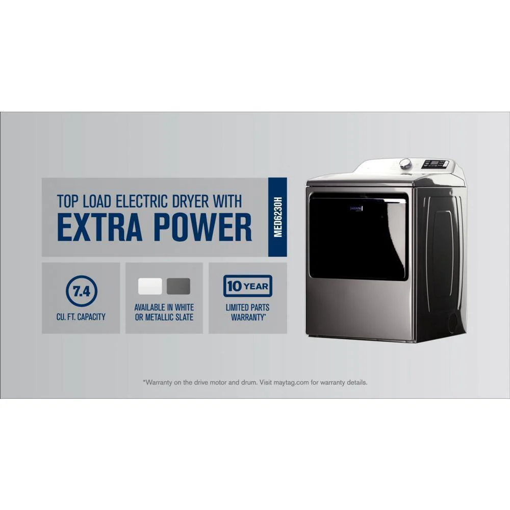 Maytag MED6230HC Smart Top Load Electric Dryer with Extra Power - 7.4 cu. ft. - Image 9