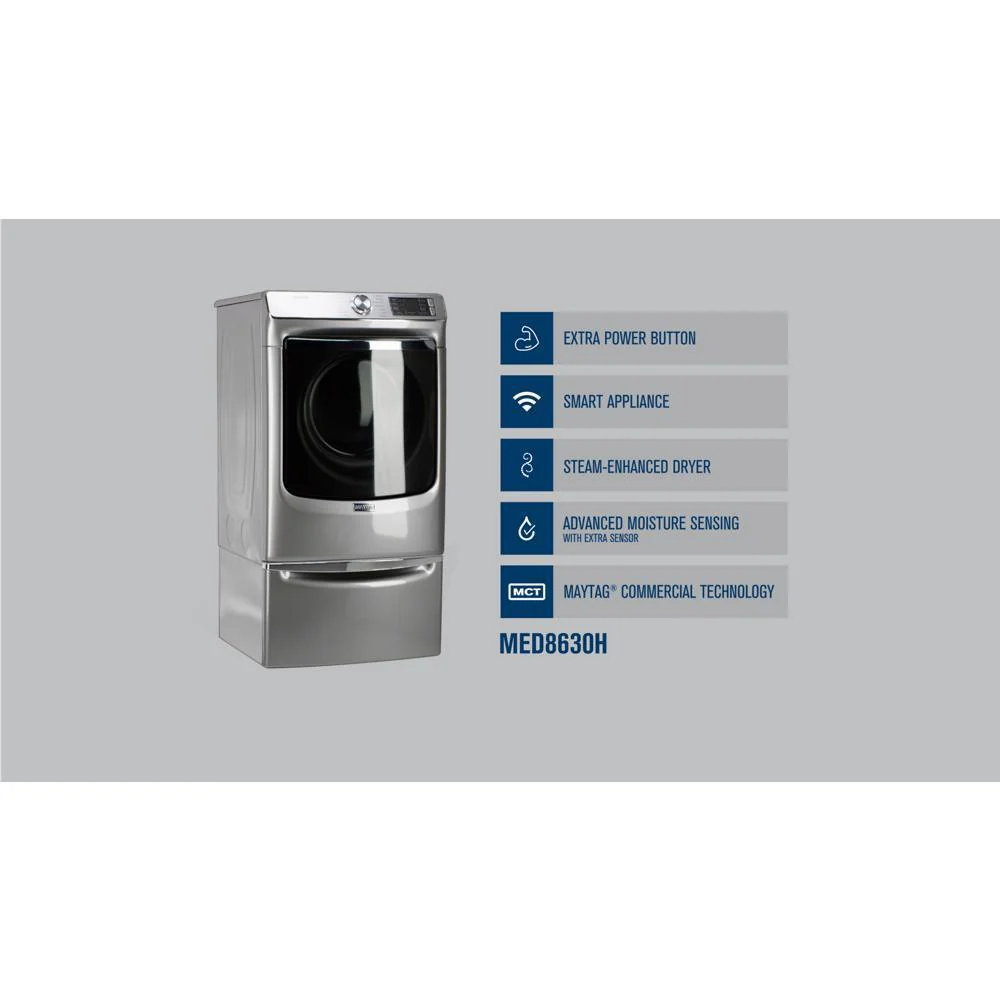 Maytag MED8630HW Smart Front Load Electric Dryer with Extra Power and Advanced Moisture Sensing Plus - 7.3 cu. ft. - Image 4