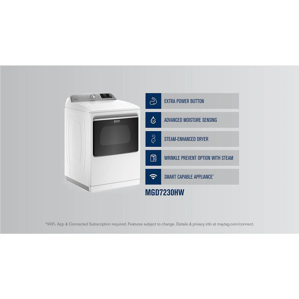 Maytag MGD7230HW Smart Top Load Gas Dryer with Extra Power - 7.4 cu. ft. - Image 8