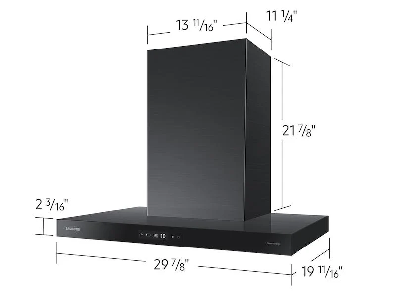 Samsung NK30CB700W33AA 30" Bespoke Smart Wall Mount Hood with LCD Display in Clean Deep Charcoal - Image 2