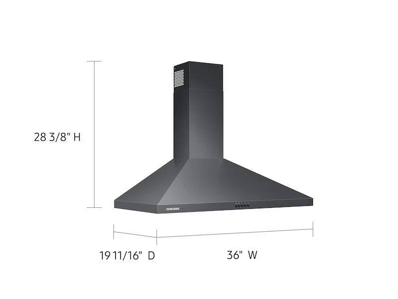 36" Wall Mount Hood in Black Stainless Steel - Image 3
