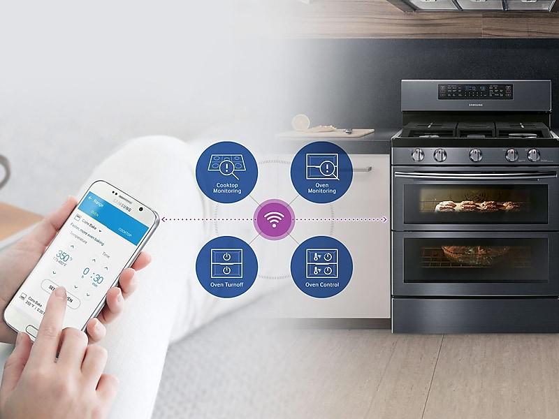 Samsung NX58M6850SG 5.8 cu ft. Smart Freestanding Gas Range with Flex Duo™ & Dual Door in Black Stainless Steel - Image 8
