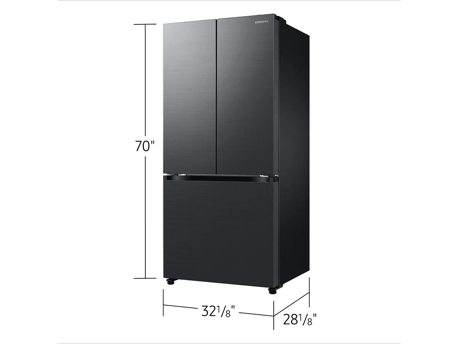 Samsung RF18A5101MT 18 cu. ft. Counter Depth 3-Door French Door Refrigerator in Matte Black Steel - Image 2