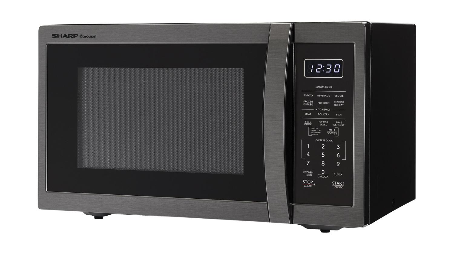 SMC1452KH Sharp 1.4 cu. ft. 1100W Black Stainless Steel Countertop Microwave Oven - Image 2