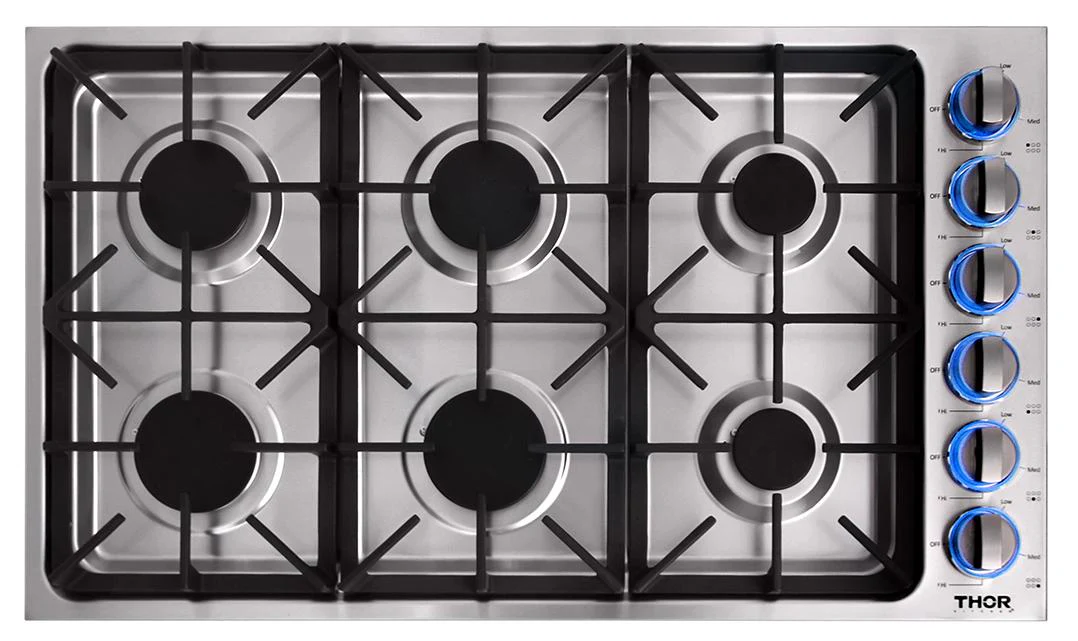 TGC3601 Thor Kitchen 36 Inch Professional Drop-in Gas Cooktop In Stainless Steel - Image 2