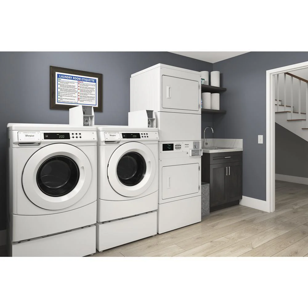 Whirlpool CHW9150GW 27" Commercial High-Efficiency Energy Star-Qualified Front-Load Washer Featuring Factory-Installed Coin Drop with Coin Box - Image 7