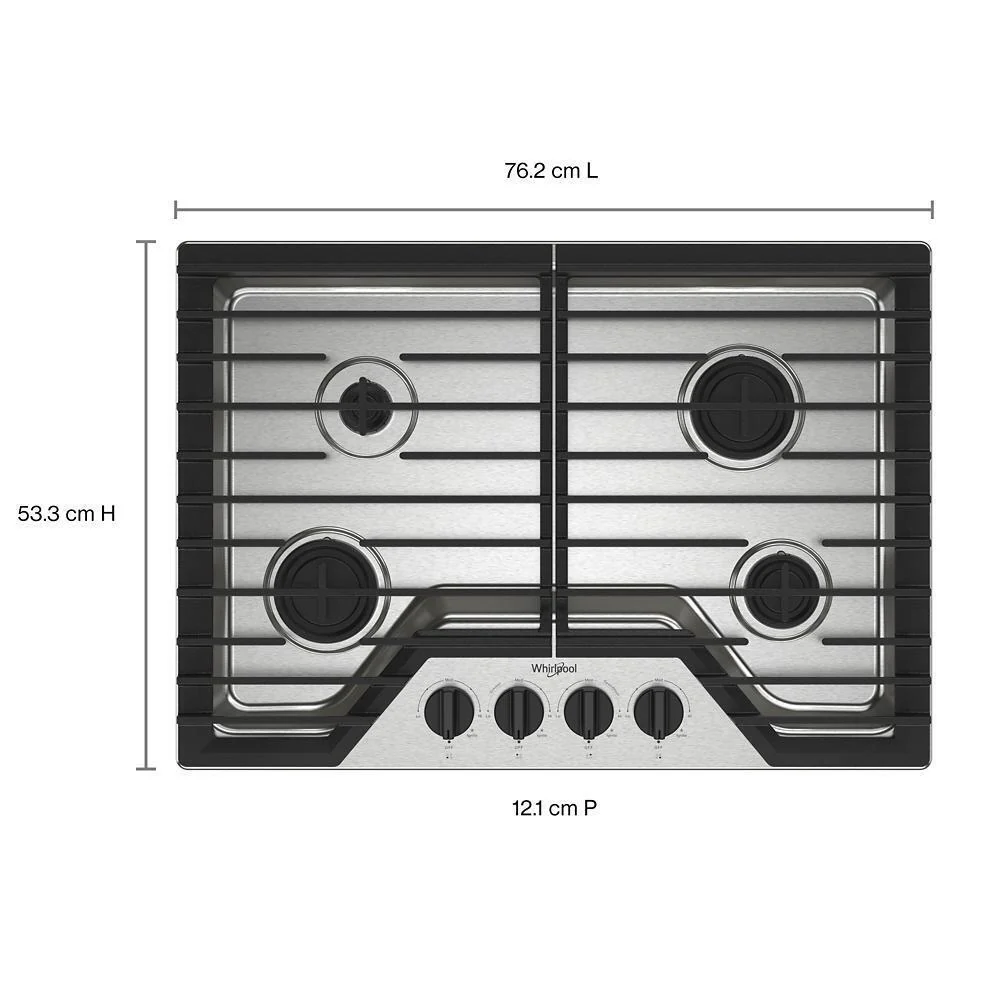 Whirlpool WCGK3030PS 30-inch Gas Cooktop with SpeedHeat™ Burners - Image 5
