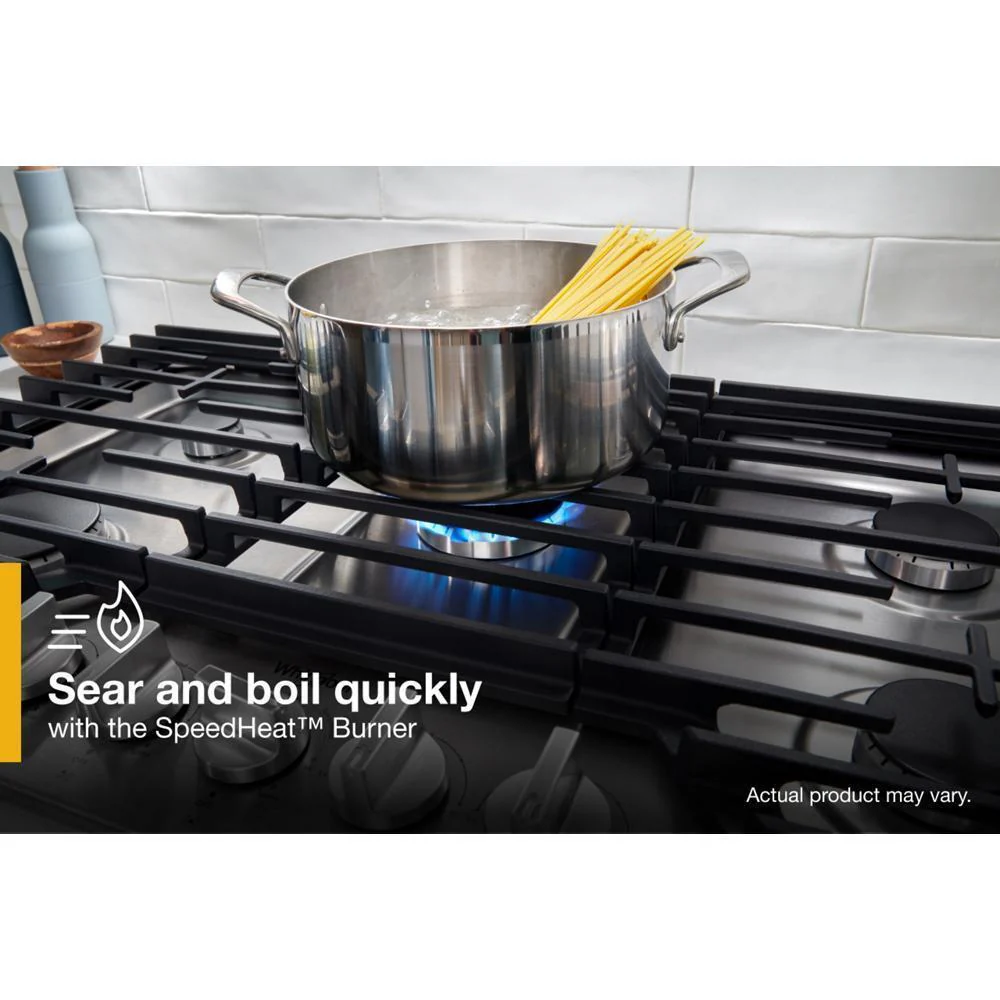 Whirlpool WCGK5036PB 36-inch Gas Cooktop with EZ-2-Lift™ Hinged Cast-Iron Grates - Image 13