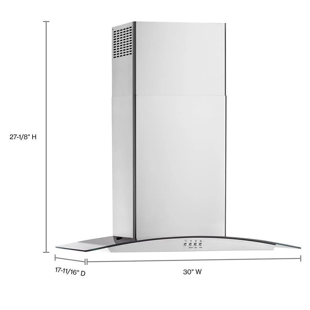 Whirlpool WVW51UC0LS 30" Curved Glass Wall Mount Range Hood - Image 8