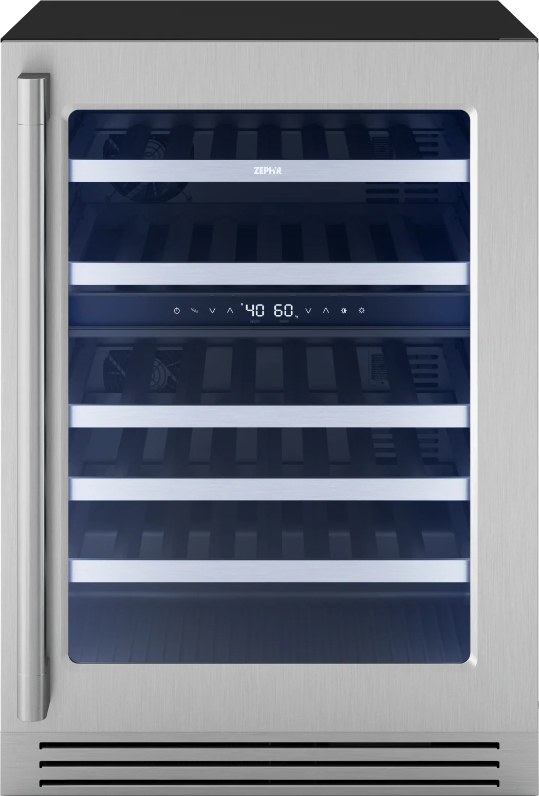 Zephyr PRPW24C02CG Presrv Pro Wine Cooler, 24in Under Cabinet, SS+Glass, Reverse Door, 2 Zone - Image 3