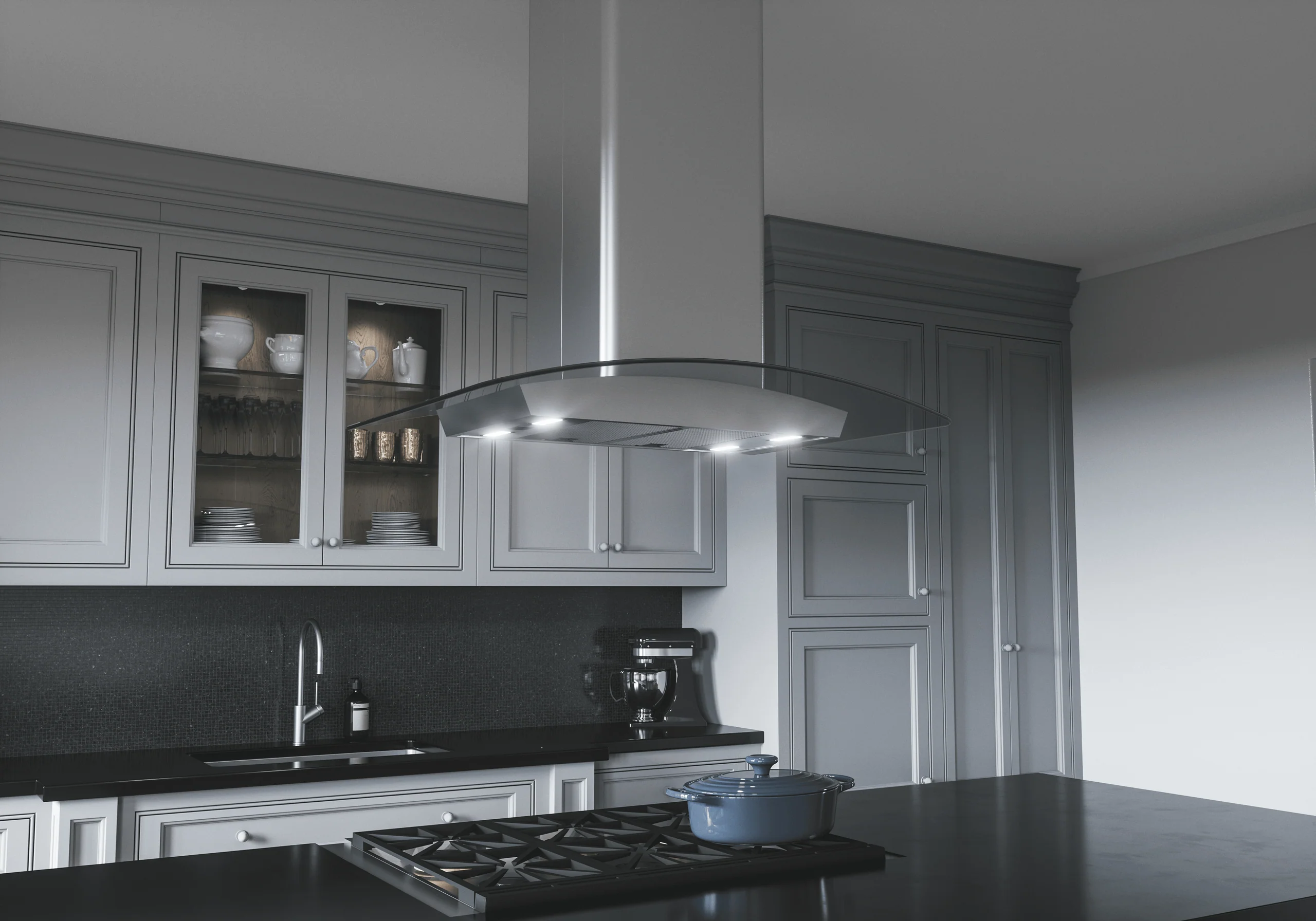 Zephyr ZMLM90CG Milano Connect Island, 90cm, SS+Glass, LED, ACT - Image 6